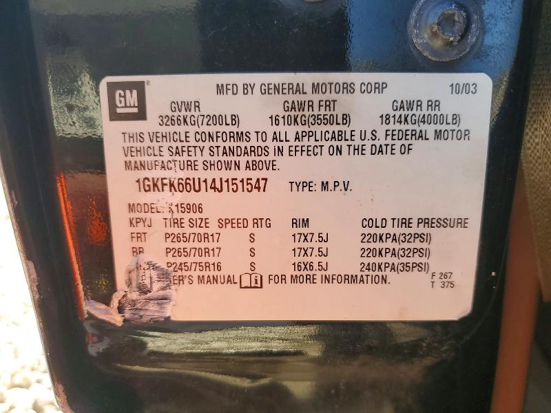 2004 Gmc Yukon Xl მანქანა იყიდება აუქციონზე, vin: 1GKFK66U14J151547, აუქციონის ნომერი: 47933326