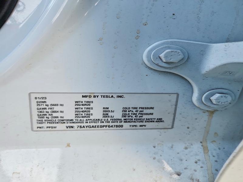 46618946 :رقم المزاد ، 7SAYGAEE0PF647800 vin ، 2023 Tesla Model Y مزاد بيع
