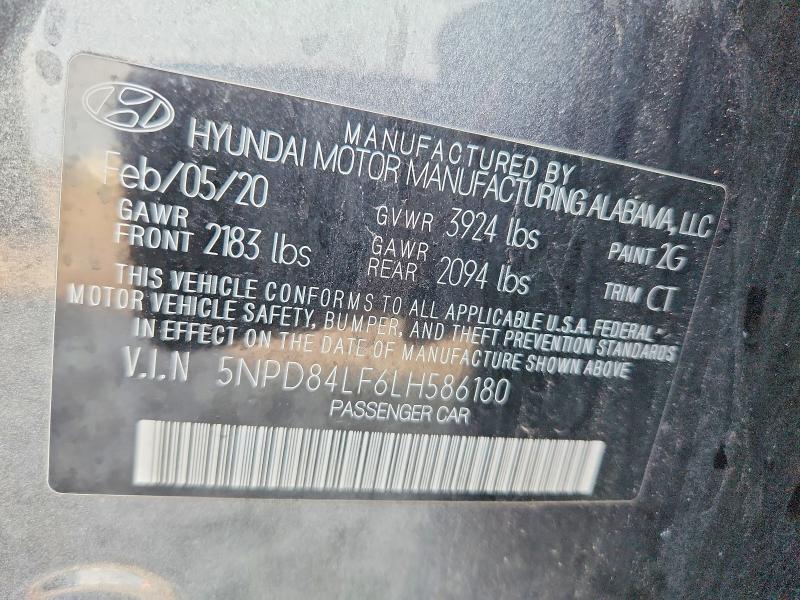 Aukcja sprzedaży 2020 Hyundai Elantra, vin: 5NPD84LF6LH586180, numer aukcji: 79897475