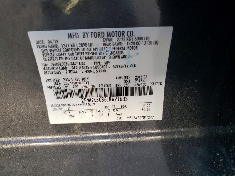 2018 Ford Flex მანქანა იყიდება აუქციონზე, vin: 2FMGK5C86JBA21633, აუქციონის ნომერი: 46016616