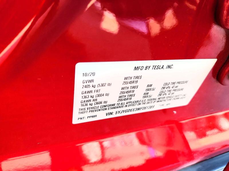 Aukcja sprzedaży 2021 Tesla Model Y, vin: 5YJYGDEE3MF061389, numer aukcji: 45503396