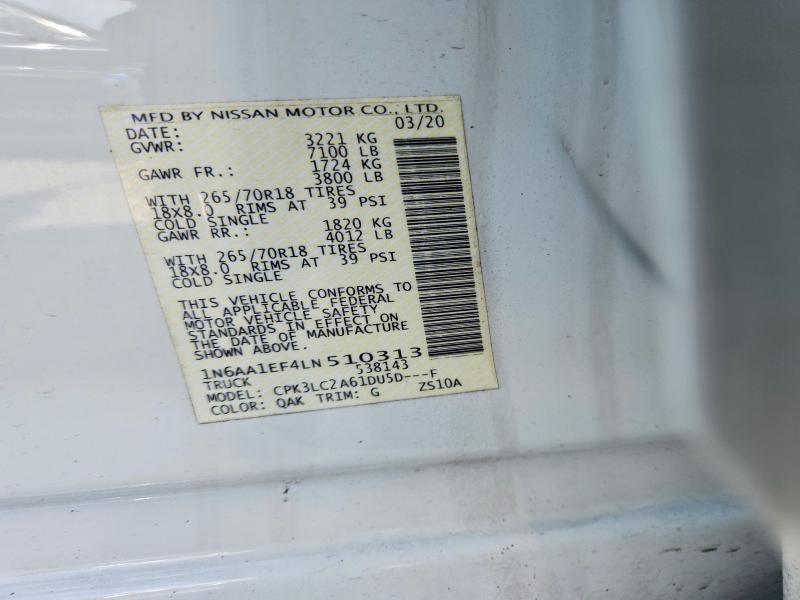 Продаж на аукціоні авто 2020 Nissan Titan, vin: 1N6AA1EF4LN510313, номер лоту: 45521036