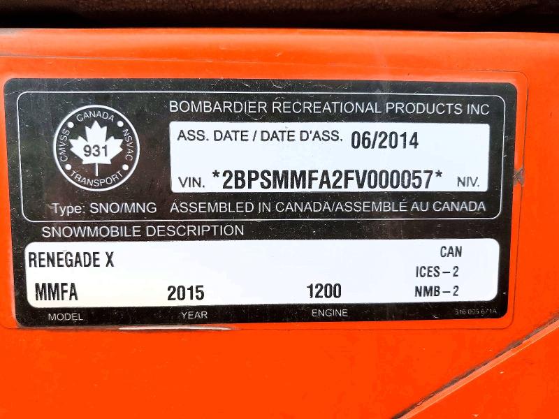 Продажа на аукционе авто 2015 Ski Renegade, vin: 2BPSMMFA2FV000057, номер лота: 46833626