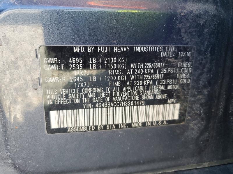 Aukcja sprzedaży 2017 Subaru Outback, vin: 4S4BSACC7H3301479, numer aukcji: 79668855