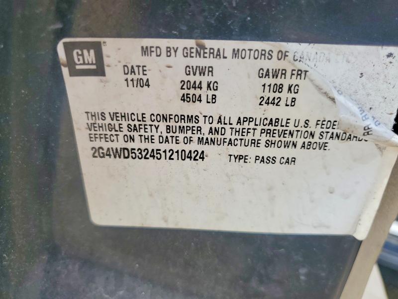 45634956 :رقم المزاد ، 2G4WD532451210424 vin ، 2005 Buick Lacrosse مزاد بيع