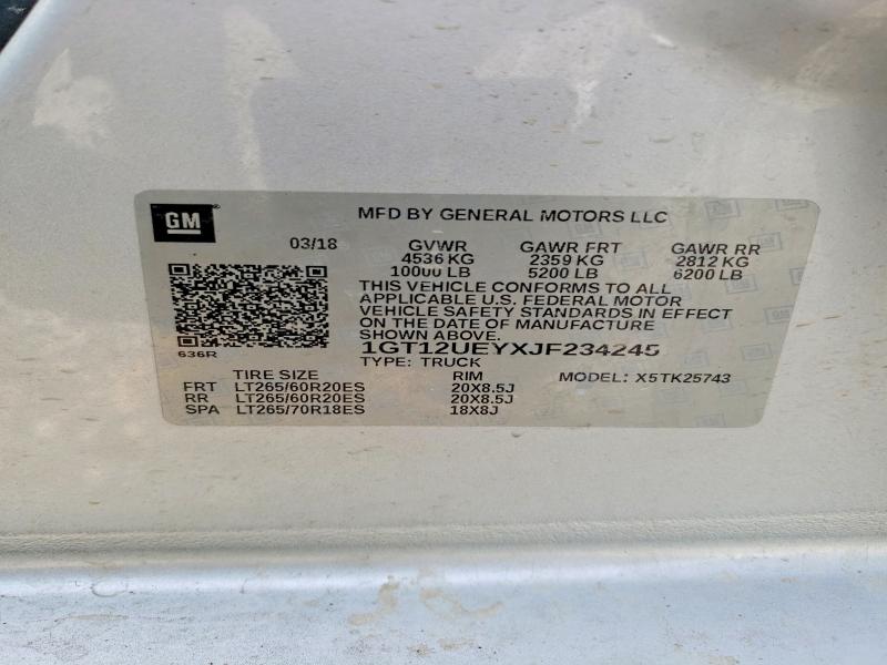 Продаж на аукціоні авто 2018 Gmc Sierra, vin: 1GT12UEYXJF234245, номер лоту: 47881696
