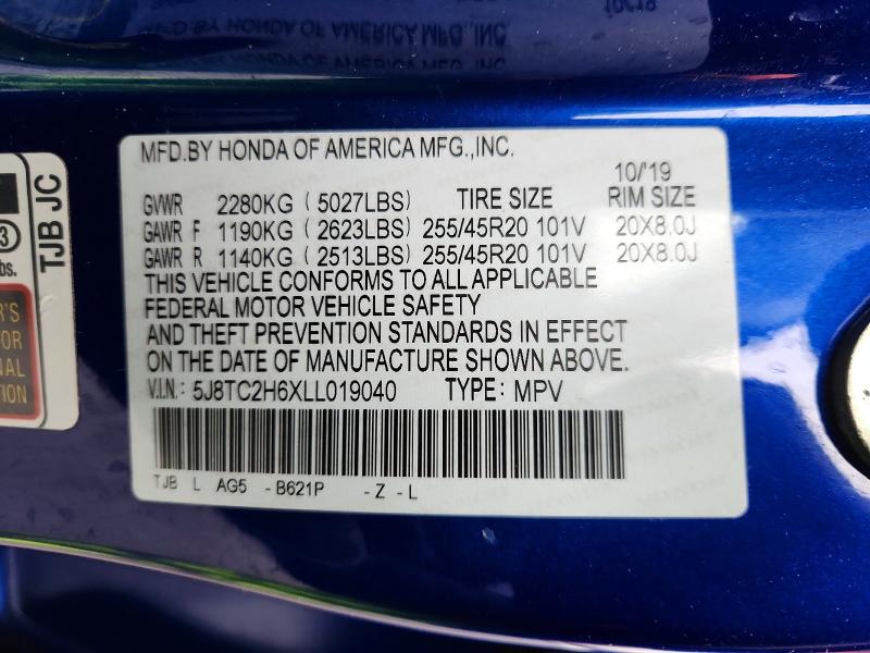 Aukcja sprzedaży 2020 Acura Rdx, vin: 5J8TC2H6XLL019040, numer aukcji: 79697725