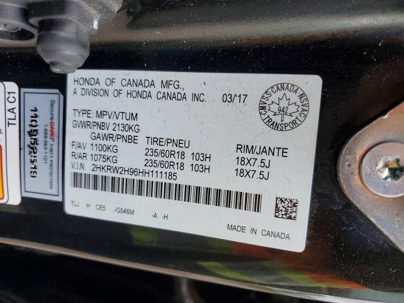 79599245 :رقم المزاد ، 2HKRW2H96HH111185 vin ، 2017 Honda Truck/van Cr-v Touring 4dr Awd مزاد بيع