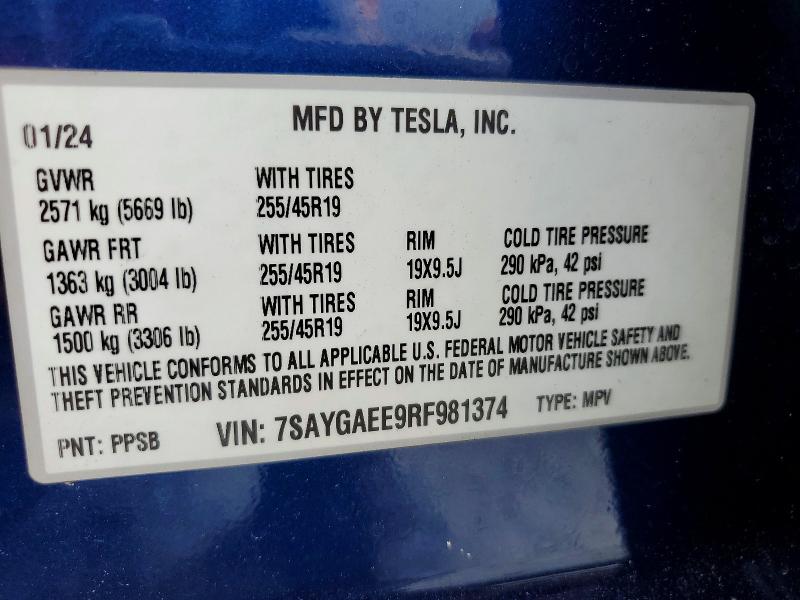 Продажа на аукционе авто 2024 Tesla D, vin: 7SAYGAEE9RF981374, номер лота: 79606075