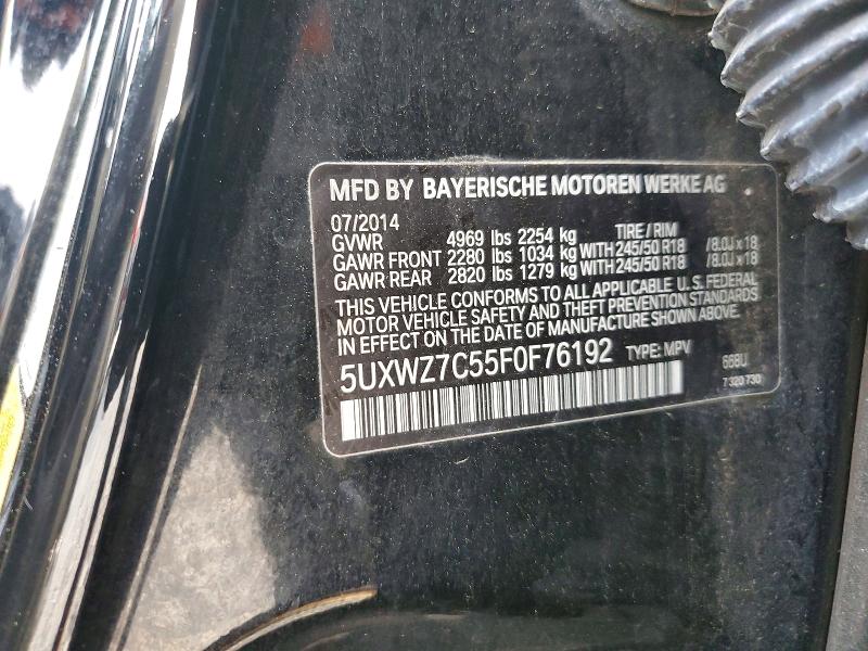 46953366 :رقم المزاد ، 5UXWZ7C55F0F76192 vin ، 2015 Bmw X3 مزاد بيع