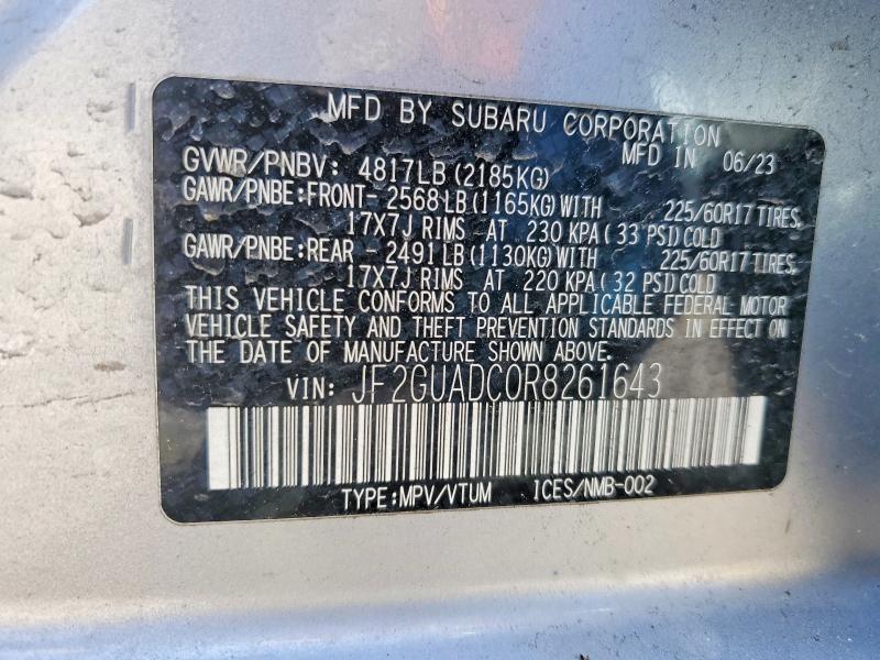2024 Subaru Crosstrek მანქანა იყიდება აუქციონზე, vin: JF2GUADC0R8261643, აუქციონის ნომერი: 47363216