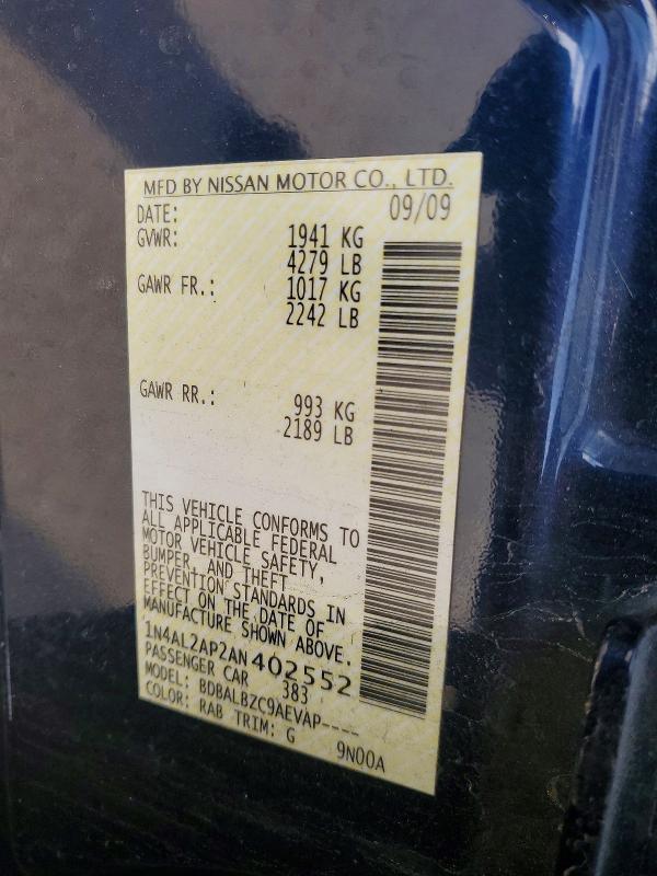 48079306 :رقم المزاد ، 1N4AL2AP2AN402552 vin ، 2010 Nissan Altima مزاد بيع