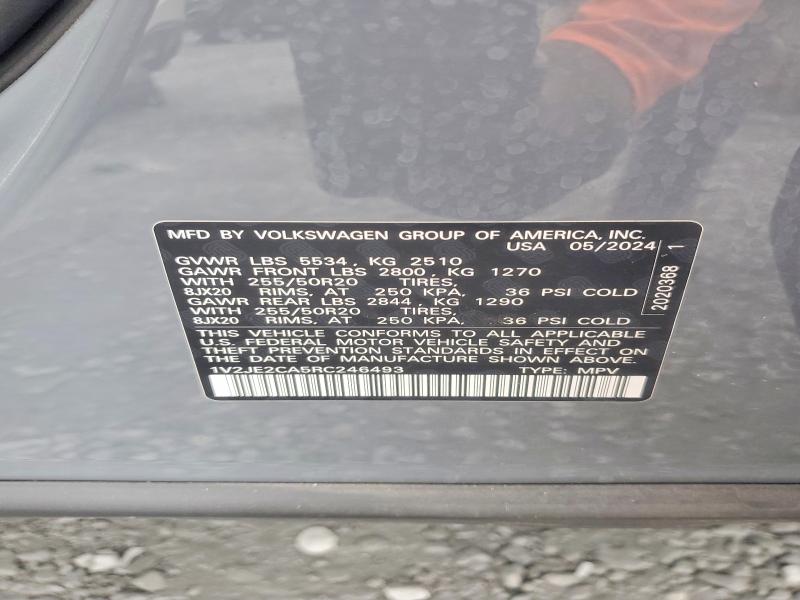 Продажа на аукционе авто 2024 Volkswagen Atlas Cross Sport, vin: 1V2JE2CA5RC246493, номер лота: 46042486