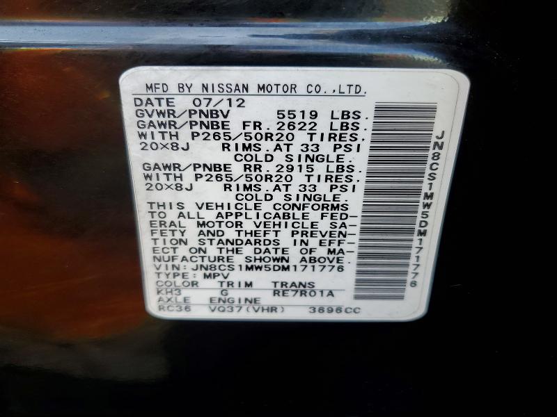 Aukcja sprzedaży 2013 Infiniti Fx37, vin: JN8CS1MW5DM171776, numer aukcji: 41939686