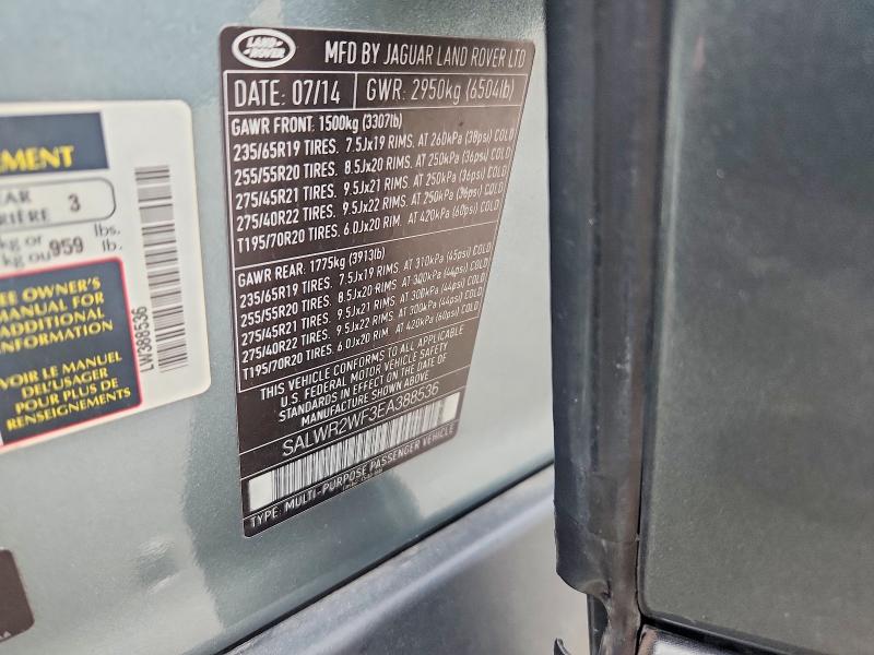 Продажа на аукционе авто 2014 Land Rover Range Rover Sport, vin: SALWR2WF3EA388536, номер лота: 79924785