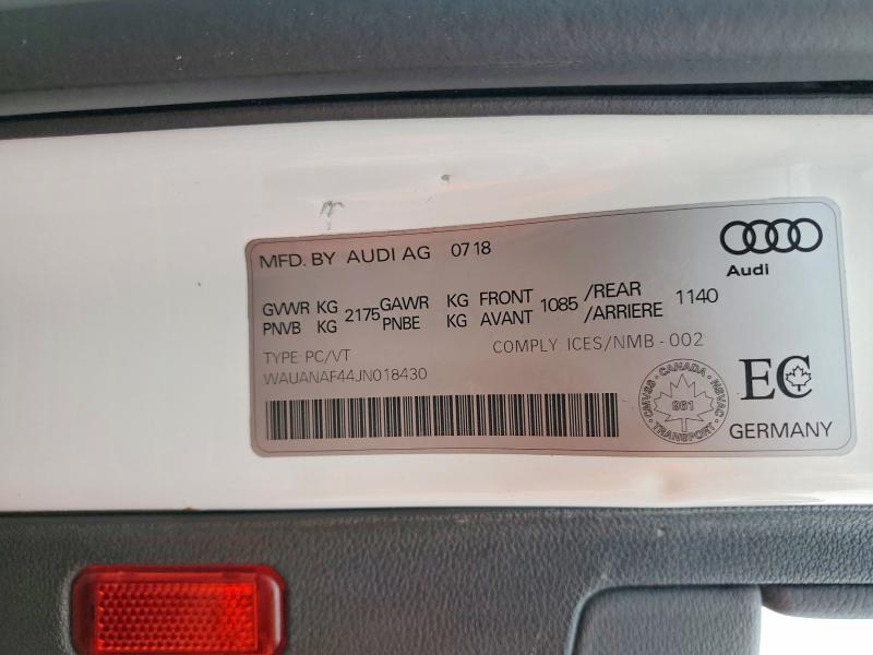 Продажа на аукционе авто 2018 Audi A4, vin: WAUANAF44JN018430, номер лота: 46886146