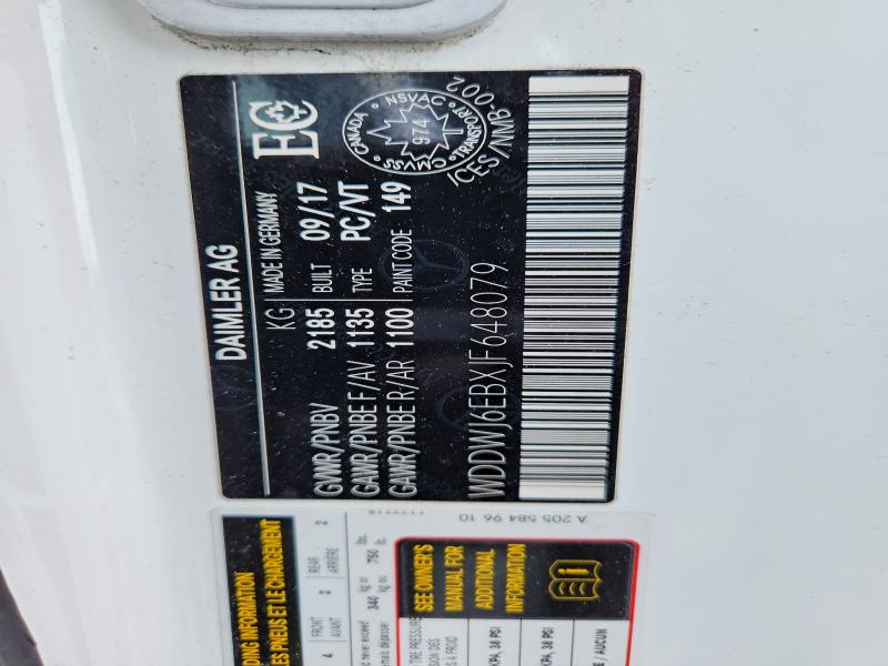 78147415 :رقم المزاد ، WDDWJ6EBXJF648079 vin ، 2018 Mercedes-benz C مزاد بيع