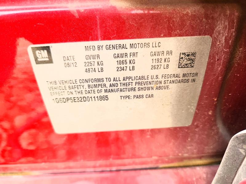 2013 Cadillac Cts მანქანა იყიდება აუქციონზე, vin: 1G6DP5E32D0111865, აუქციონის ნომერი: 47870436