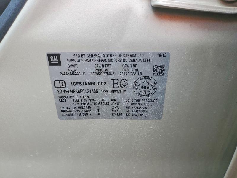 Aukcja sprzedaży 2014 Chevrolet Equinox, vin: 2GNFLHE34E6151366, numer aukcji: 41986366