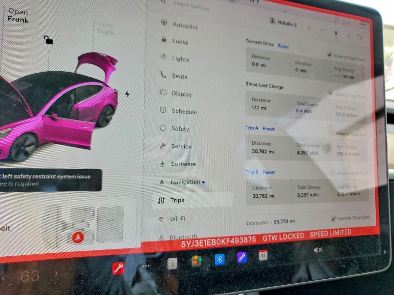 Продажа на аукционе авто 2019 Tesla Model 3, vin: 5YJ3E1EB0KF493875, номер лота: 48138546