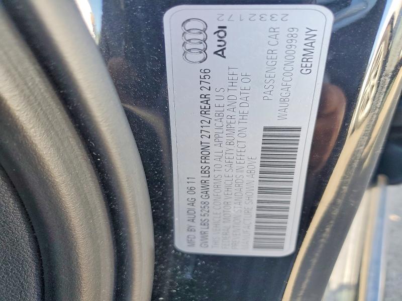 47356876 :رقم المزاد ، WAUBGAFC0CN009989 vin ، 2012 Audi A6 مزاد بيع