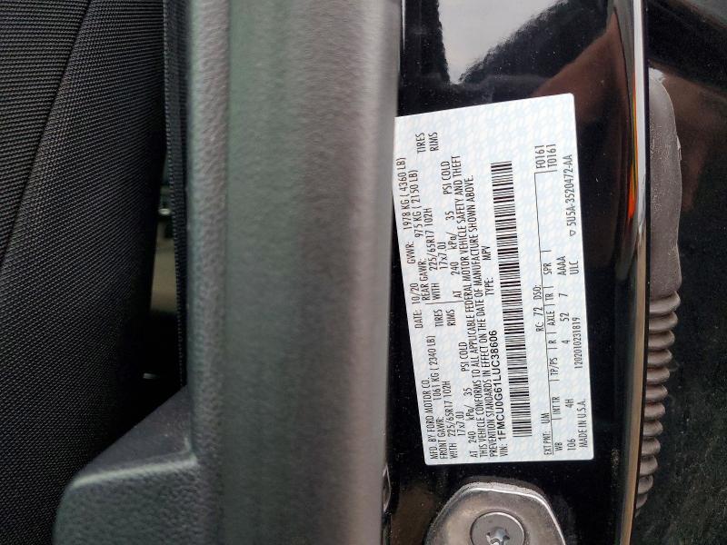 47948796 :رقم المزاد ، 1FMCU0G61LUC38606 vin ، 2020 Ford Escape مزاد بيع