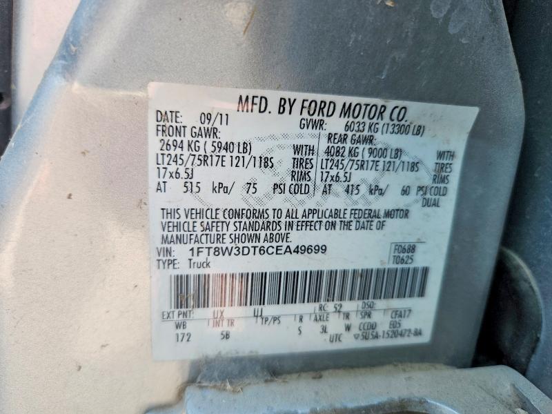 2012 Ford F350 მანქანა იყიდება აუქციონზე, vin: 1FT8W3DT6CEA49699, აუქციონის ნომერი: 47169876