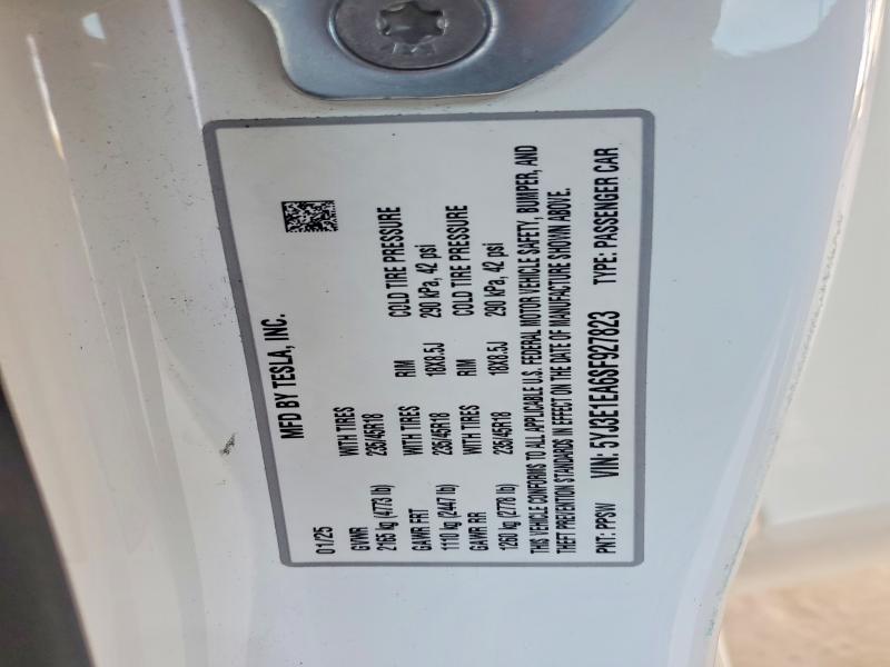 Продажа на аукционе авто 2025 Tesla Model 3, vin: 5YJ3E1EA6SF927823, номер лота: 46945096