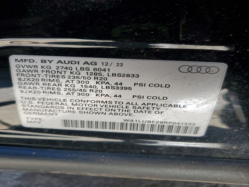 2024 Audi Q4 E-tron მანქანა იყიდება აუქციონზე, vin: WA1LUBFZ8RP041333, აუქციონის ნომერი: 79317085