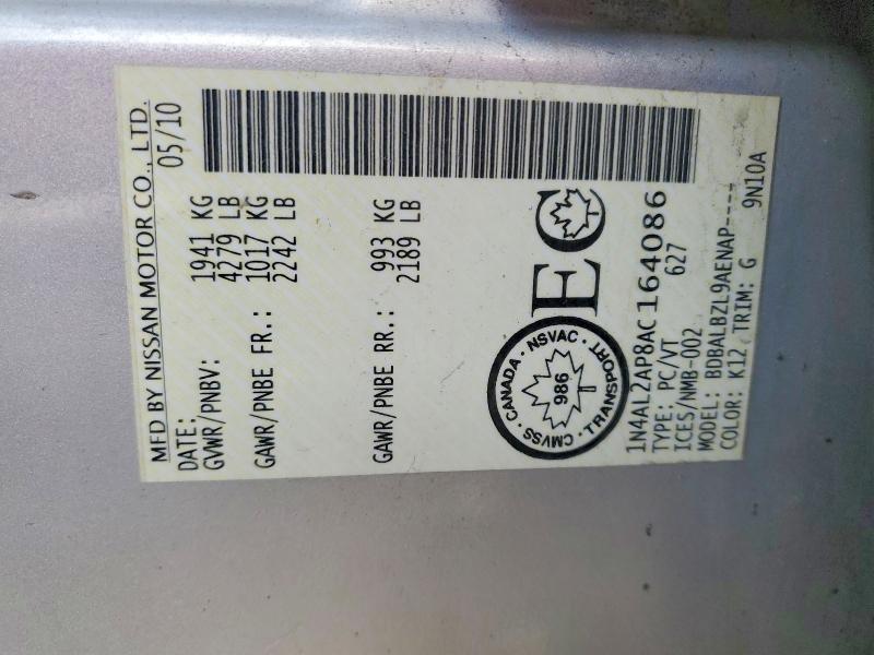 79716245 :رقم المزاد ، 1N4AL2AP8AC164086 vin ، 2010 Nissan Altima مزاد بيع