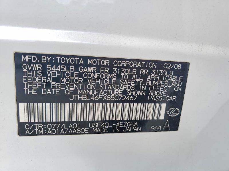 Продаж на аукціоні авто 2008 Lexus Ls 460, vin: JTHBL46FX85072467, номер лоту: 79721175