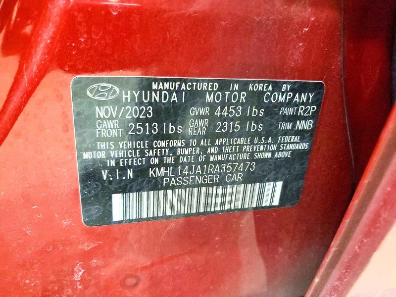 Auction sale of the 2024 Hyundai Sonata, vin: KMHL14JA1RA357473, lot number: 46494576