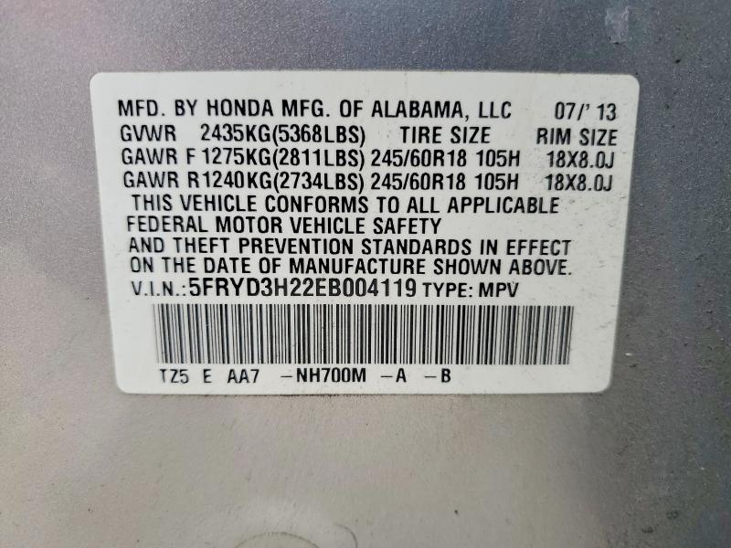 46868376 :رقم المزاد ، 5FRYD3H22EB004119 vin ، 2014 Acura Mdx مزاد بيع