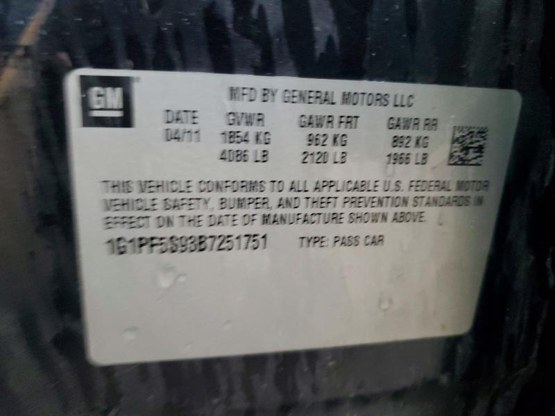 45667246 :رقم المزاد ، 1G1PF5S93B7251751 vin ، 2011 Chevrolet Cruze مزاد بيع