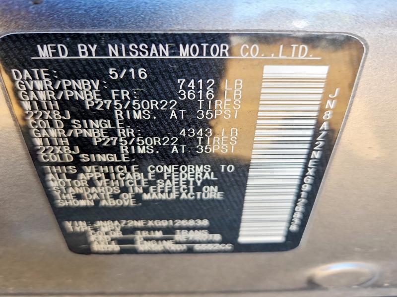 45984146 :رقم المزاد ، JN8AZ2NEXG9126838 vin ، 2016 Infiniti Qx80 مزاد بيع