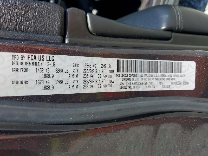47221616 :رقم المزاد ، 1C4RJFAG4JC356454 vin ، 2018 Jeep Grand Cherokee مزاد بيع