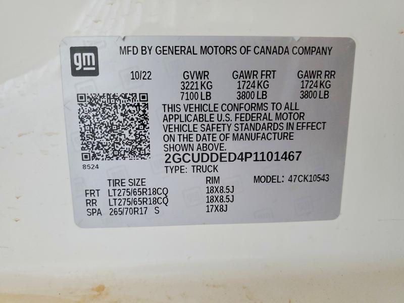 41914256 :رقم المزاد ، 2GCUDDED4P1101467 vin ، 2023 Chevrolet Silverado مزاد بيع