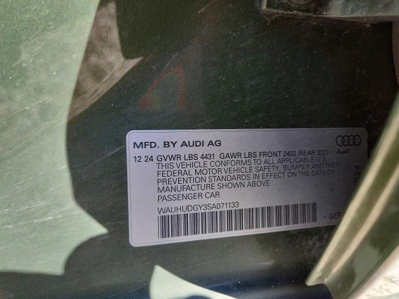 Aukcja sprzedaży 2025 Audi A3, vin: WAUHUDGY3SA071133, numer aukcji: 47156096