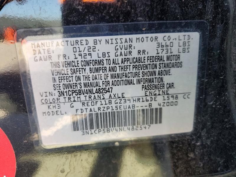 Aukcja sprzedaży 2022 Nissan Kicks, vin: 3N1CP5BV4NL482547, numer aukcji: 47179016