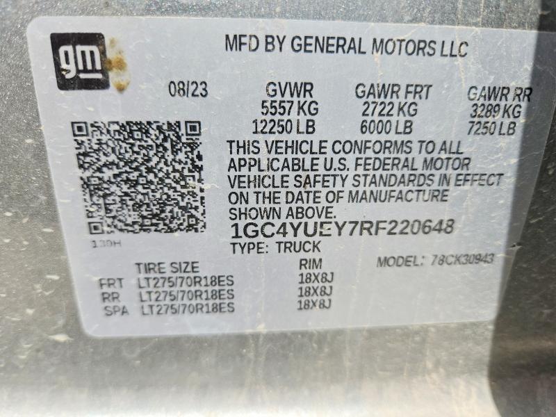 Продаж на аукціоні авто 2024 Chevrolet Silverado, vin: 1GC4YUEY7RF220648, номер лоту: 79716585