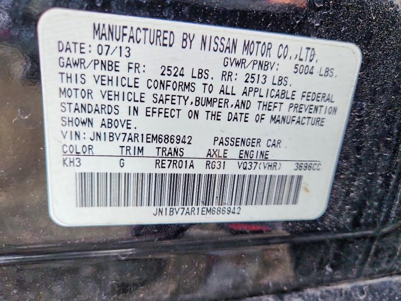 Aukcja sprzedaży 2014 Infiniti Q50, vin: JN1BV7AR1EM686942, numer aukcji: 45663516