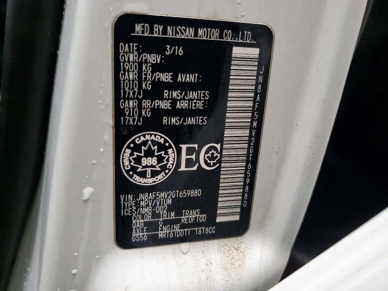 41595296 :رقم المزاد ، JN8AF5MV2GT659880 vin ، 2016 Nissan Juke مزاد بيع
