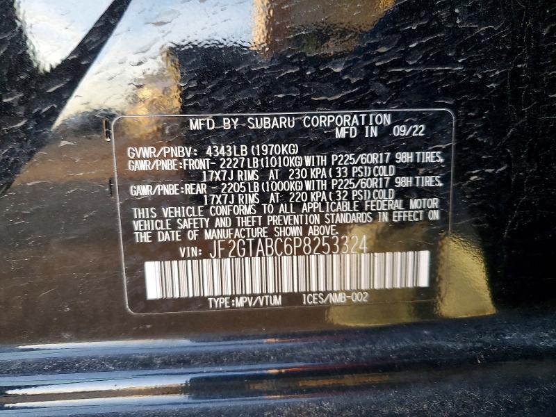 47276856 :رقم المزاد ، JF2GTABC6P8253324 vin ، 2023 Subaru Crosstrek مزاد بيع