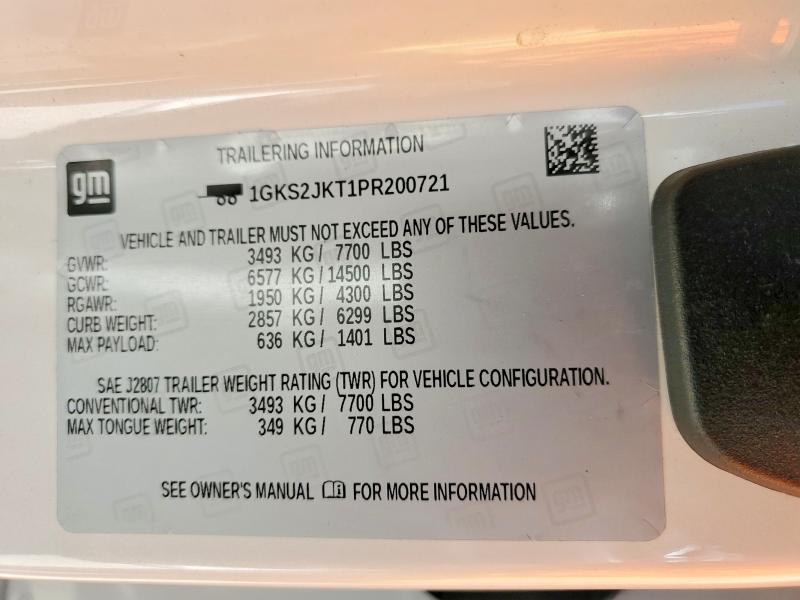 41804566 :رقم المزاد ، 1GKS2JKT1PR200721 vin ، 2023 Gmc Yukon Xl مزاد بيع