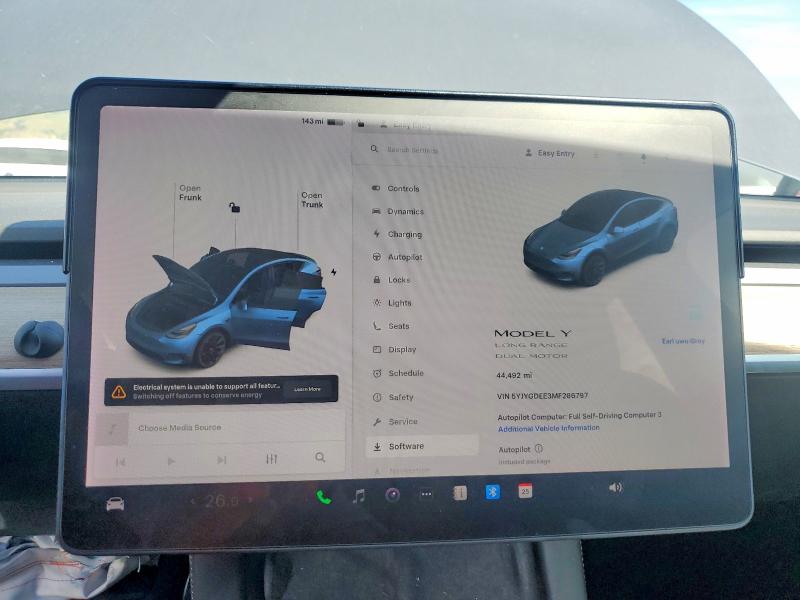 Продажа на аукционе авто 2021 Tesla Model Y, vin: 5YJYGDEE3MF286797, номер лота: 47445816