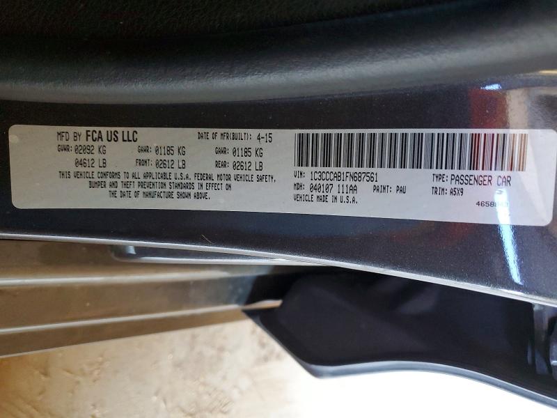 79949685 :رقم المزاد ، 1C3CCCAB1FN687561 vin ، 2015 Chrysler 200 مزاد بيع