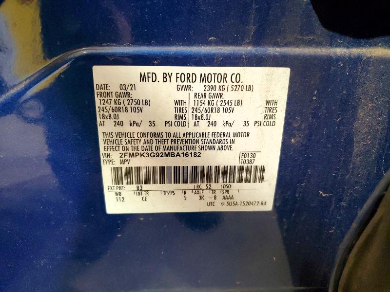 Aukcja sprzedaży 2021 Ford Edge, vin: 2FMPK3G92MBA16182, numer aukcji: 46147206