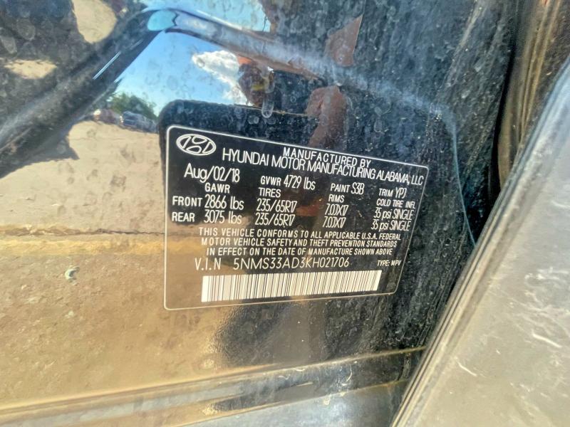 Aukcja sprzedaży 2019 Hyundai Santa Fe, vin: 5NMS33AD3KH021706, numer aukcji: 45879976