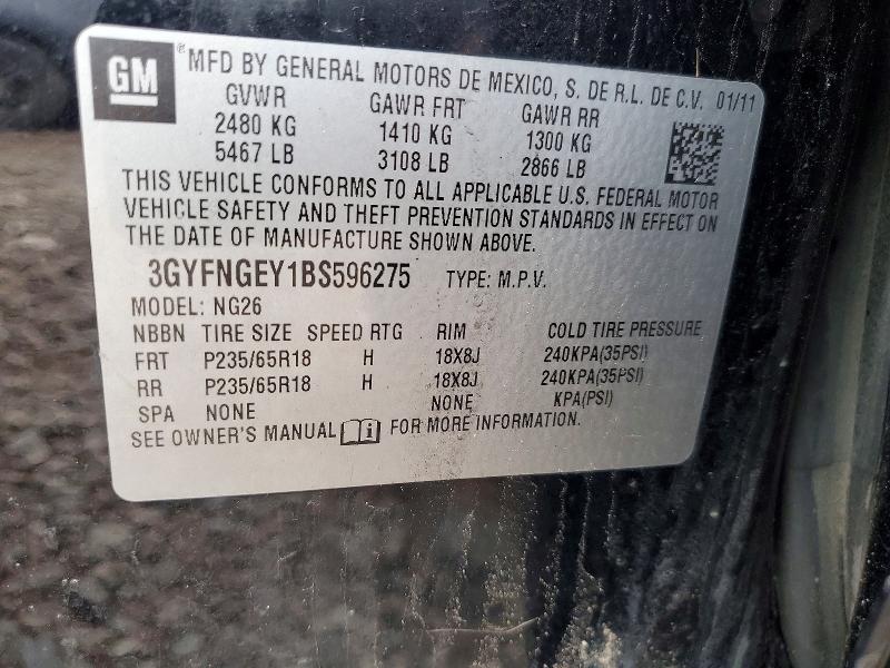 Aukcja sprzedaży 2011 Cadillac Srx, vin: 3GYFNGEY1BS596275, numer aukcji: 45873786