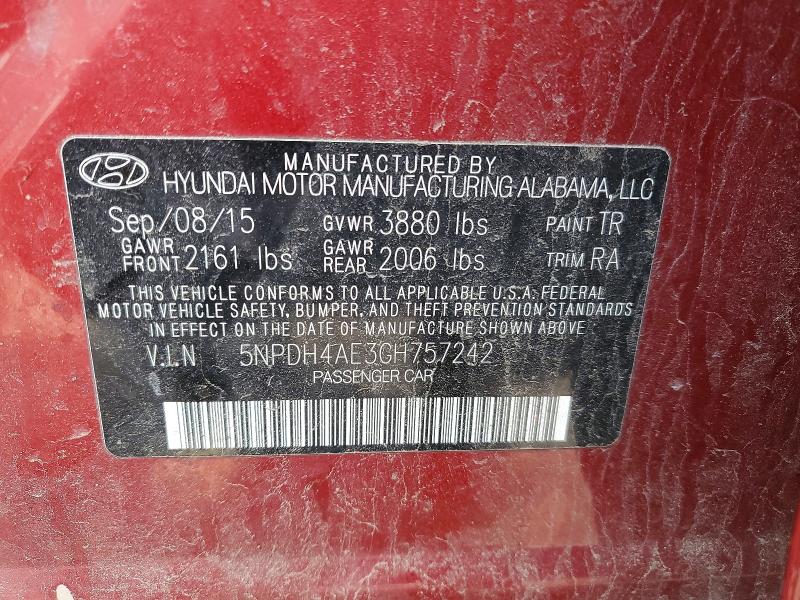 Aukcja sprzedaży 2016 Hyundai Elantra, vin: 5NPDH4AE3GH757242, numer aukcji: 47206396